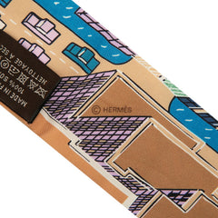 エルメス ツイリー PANTIN CITY パンタン シティ スカーフ ブラウン ブルー マルチカラー シルク レディース HERMES 【中古】