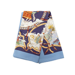 エルメス カレ90 CAVALIERS DES NUAGES 雲の騎士 スカーフ ブルー マルチカラー シルク レディース HERMES 【中古】