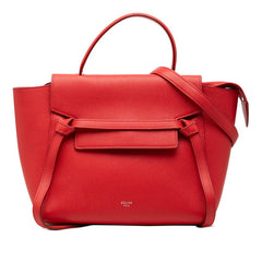 セリーヌ ベルトバッグ マイクロ ハンドバッグ ショルダーバッグ 2WAY F-GA-2137 レッド レザー レディース CELINE 【中古】