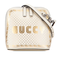 グッチ GUCCY SEGA プリント 斜め掛け ショルダーバッグ 511189 アイボリー ゴールド レザー レディース GUCCI 【中古】