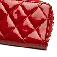 シャネル ココマーク マトラッセ ラウンドファスナー コインケース 小銭入れ レッド パテントレザー レディース CHANEL 【中古】