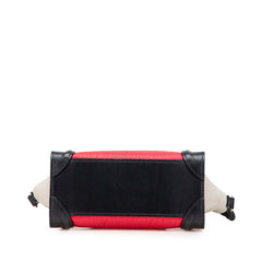 セリーヌ ラゲージ ナノショッパー ハンドバッグ ショルダーバッグ 2WAY ブラック レッド グレー レザー レディース CELINE 【中古】