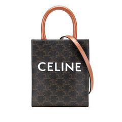 セリーヌ トリオンフ ミニ バーティカル カバ トートバッグ ショルダーバッグ 2WAY ブラウン PVC レザー レディース CELINE 【中古】