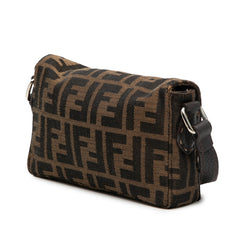 フェンディ セレリア ズッカ 斜め掛け ショルダーバッグ 8BT115 ブラウン キャンバス レザー レディース FENDI 【中古】