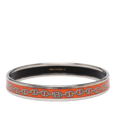 エルメス エマイユ シェーヌダンクル モチーフ バングル シルバー オレンジ メタル レディース HERMES 【中古】