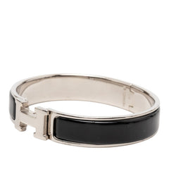 エルメス クリックH PM ブレスレット シルバー ブラック メタル エナメル レディース HERMES 【中古】
