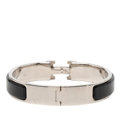 エルメス クリックH PM ブレスレット シルバー ブラック メタル エナメル レディース HERMES 【中古】