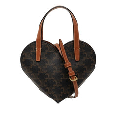 セリーヌ トリオンフ ティーン クール ハート ハンドバッグ ショルダーバッグ 2WAY ブラック ブラウン PVC レザー レディース CELINE 【中古】