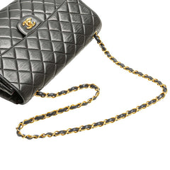 シャネル マトラッセ ココマーク チェーン ショルダーバッグ ブラック ラムスキン レディース CHANEL 【中古】