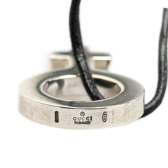 グッチ メス シンボル ネックレス ブラック SV925 シルバー レザー レディース GUCCI 【中古】