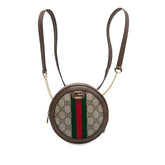 グッチ GGスプリーム オフディア ミニリュック バックパック 598661 ベージュ ブラウン PVC レザー レディース GUCCI 【中古】