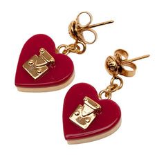 ルイ ヴィトン ブックルドレイユ ロックミー ハート ピアス M66790 ゴールド レッド メッキ プラスチック レディース LOUIS VUITTON 【中古】