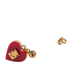 ルイ ヴィトン ブックルドレイユ ロックミー ハート ピアス M66790 ゴールド レッド メッキ プラスチック レディース LOUIS VUITTON 【中古】