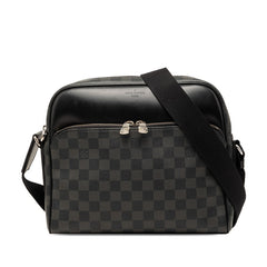 ルイ ヴィトン ダミエ デイトンPM 斜め掛け ショルダーバッグ N41408 ブラック PVC レザー メンズ LOUIS VUITTON 【中古】