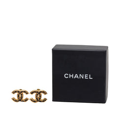 シャネル ココマーク スタッドピアス L23C ゴールド ブラック メッキ レディース CHANEL 【中古】