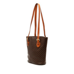 セリーヌ マカダム トートバッグ ショルダーバッグ ブラウン PVC レザー レディース CELINE 【中古】