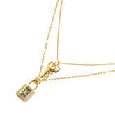 ルイ ヴィトン LV パドロック ペンダントネックレス M01593 ゴールド メッキ ラインストーン レディース LOUIS VUITTON 【中古】