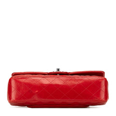 シャネル ココマーク マトラッセ25 ダブルフラップ チェーンショルダーバッグ レッド ラムスキン レディース CHANEL 【中古】