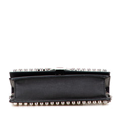 フェンディ カールラガーフェルト スタッズ チェーン ウォレット ショルダーバッグ 8M0346 ブラック オフホワイト ライトピンク レザー ファー レディース FENDI 【中古】