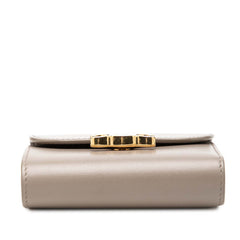 セリーヌ トリオンフ スモール フラップウォレット 二つ折り財布 ぺブル グレー系 レザー レディース CELINE 【中古】