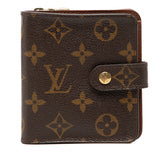 ルイ ヴィトン モノグラム コンパクトジップ 二つ折り財布 M61667 ブラウン PVC レザー レディース LOUIS VUITTON 中古