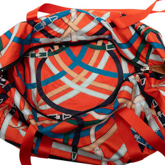 エルメス エアシルク ダッフル44 CAVALCADOUR カヴァルカドゥール ボストンバッグ ハンドバッグ オレンジ マルチカラー シルク レディース HERMES 【中古】