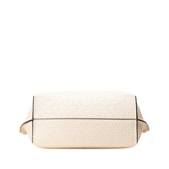 ロエベ リピートアナグラム Tショッパー トートバッグ ショルダーバッグ ホワイト アイボリー レザー レディース LOEWE 【中古】