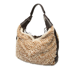 サルヴァトーレフェラガモ ワンショルダーバッグ ブラウン ベージュ ボア レザー レディース Salvatore Ferragamo 【中古】