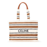 セリーヌ ロゴ ハンドバッグ トートバッグ ホワイト ブラウン ブラック キャンバス レザー レディース CELINE 【中古】