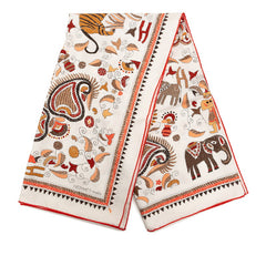 エルメス カレ90 Kantha カンタ スカーフ 大判 ホワイト マルチカラー シルク レディース HERMES 【中古】