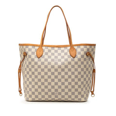 ルイ ヴィトン ダミエ アズール ネヴァーフルMM トートバッグ N41361 ホワイト PVC レザー レディース LOUIS VUITTON 【中古】