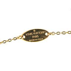 ルイ ヴィトン ナノグラム LVサークル ネームタグ ネックレス M63141 ゴールド シルバー メッキ メタル レディース LOUIS VUITTON 【中古】