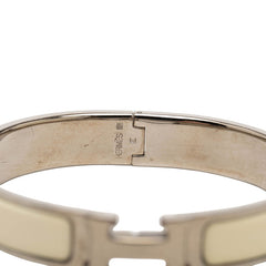 エルメス クリックH GM コスチューム ブレスレット バングル シルバー ホワイト系 メタル エナメル レディース HERMES 中古