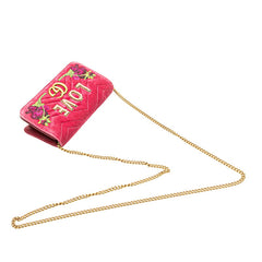 グッチ GGマーモント エンブロイダリー LOVE チェーン ショルダーバッグ 488426 ピンク マルチカラー ベルベット レディース GUCCI 【中古】