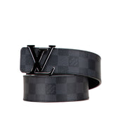 ルイ ヴィトン ダミエ サンチュール LV イニシアル ベルト 80/32 M0213 ブラック PVC レザー メンズ LOUIS VUITTON 【中古】