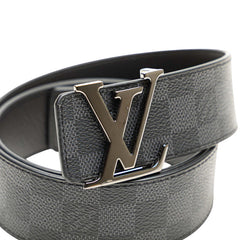 ルイ ヴィトン ダミエ サンチュール LV イニシアル ベルト 80/32 M0213 ブラック PVC レザー メンズ LOUIS VUITTON 【中古】