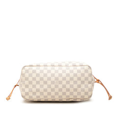 ルイ ヴィトン ダミエ アズール ネヴァーフルMM トートバッグ ショルダーバッグ N51107 ホワイト PVC レザー レディース LOUIS VUITTON 中古