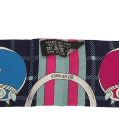 エルメス ツイリー TATERSALE タッタソール スカーフ ネイビー ピンク マルチカラー シルク レディース HERMES 【中古】