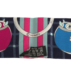 エルメス ツイリー TATERSALE タッタソール スカーフ ネイビー ピンク マルチカラー シルク レディース HERMES 【中古】