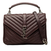 サンローラン カレッジ YSLロゴ ハンドバッグ チェーン ショルダーバッグ 2WAY CLD392737・0515 ダークブラウン レザー レディース SAINT LAURENT 【中古】