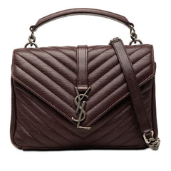 サンローラン カレッジ YSLロゴ ハンドバッグ チェーン ショルダーバッグ 2WAY CLD392737・0515 ダークブラウン レザー レディース SAINT LAURENT 【中古】