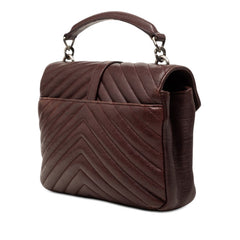 サンローラン カレッジ YSLロゴ ハンドバッグ チェーン ショルダーバッグ 2WAY CLD392737・0515 ダークブラウン レザー レディース SAINT LAURENT 【中古】