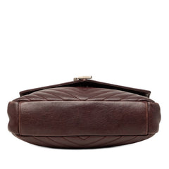 サンローラン カレッジ YSLロゴ ハンドバッグ チェーン ショルダーバッグ 2WAY CLD392737・0515 ダークブラウン レザー レディース SAINT LAURENT 【中古】
