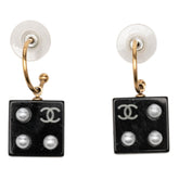 シャネル ココマーク ピアス ゴールド ブラック メッキ フェイクパール プラスチック レディース CHANEL 【中古】