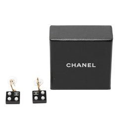 シャネル ココマーク ピアス ゴールド ブラック メッキ フェイクパール プラスチック レディース CHANEL 【中古】
