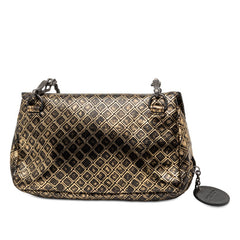 ボッテガヴェネタ イントレッチオ ミラージュ チェーン ショルダーバッグ ブラック ゴールド レザー レディース BOTTEGAVENETA 【中古】
