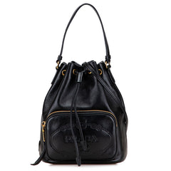 プラダ 三角ロゴプレート ハンドバッグ バケットバッグ ショルダーバッグ 2WAY ブラック レザー レディース PRADA 【中古】