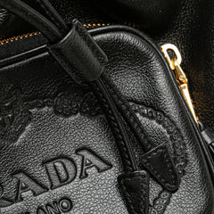 プラダ 三角ロゴプレート ハンドバッグ バケットバッグ ショルダーバッグ 2WAY ブラック レザー レディース PRADA 【中古】