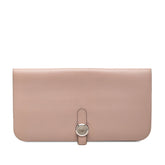 エルメス ドゴンロング 長財布 ピンク系 シルバー金具 エバーカラー レディース HERMES 【中古】