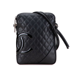 シャネル カンボンライン ココマーク 斜め掛け ショルダーバッグ ブラック カーフ パテントレザー レディース CHANEL 【中古】